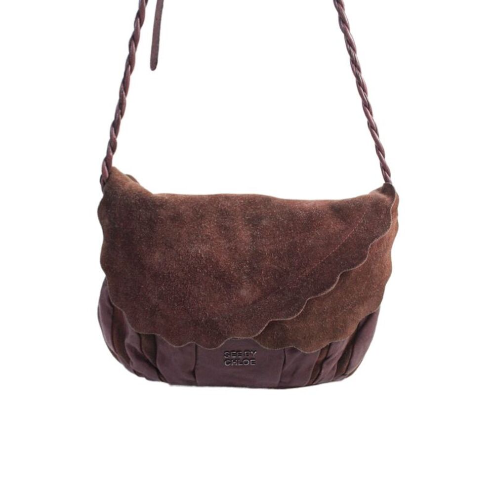See by Chloe Womens Textured Lined Button Braided Crossbody Bag Burgundy OS